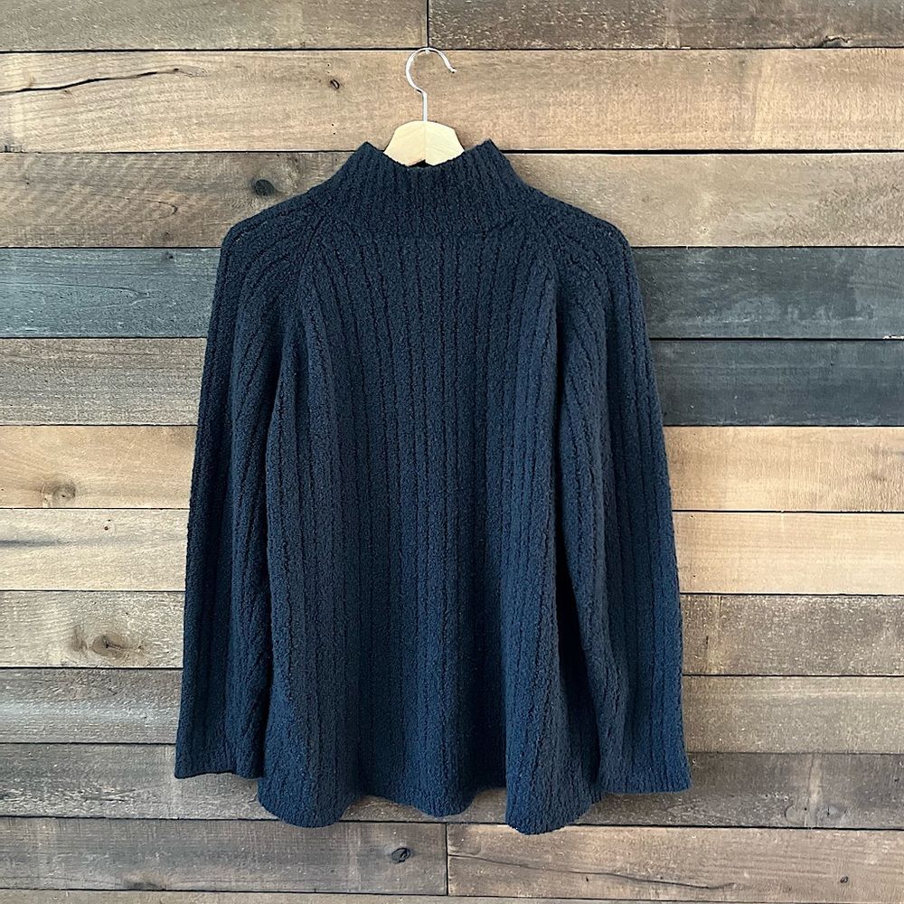Vintage Oval Room Black Mock Neck Knit Sweater Wool & Nylon